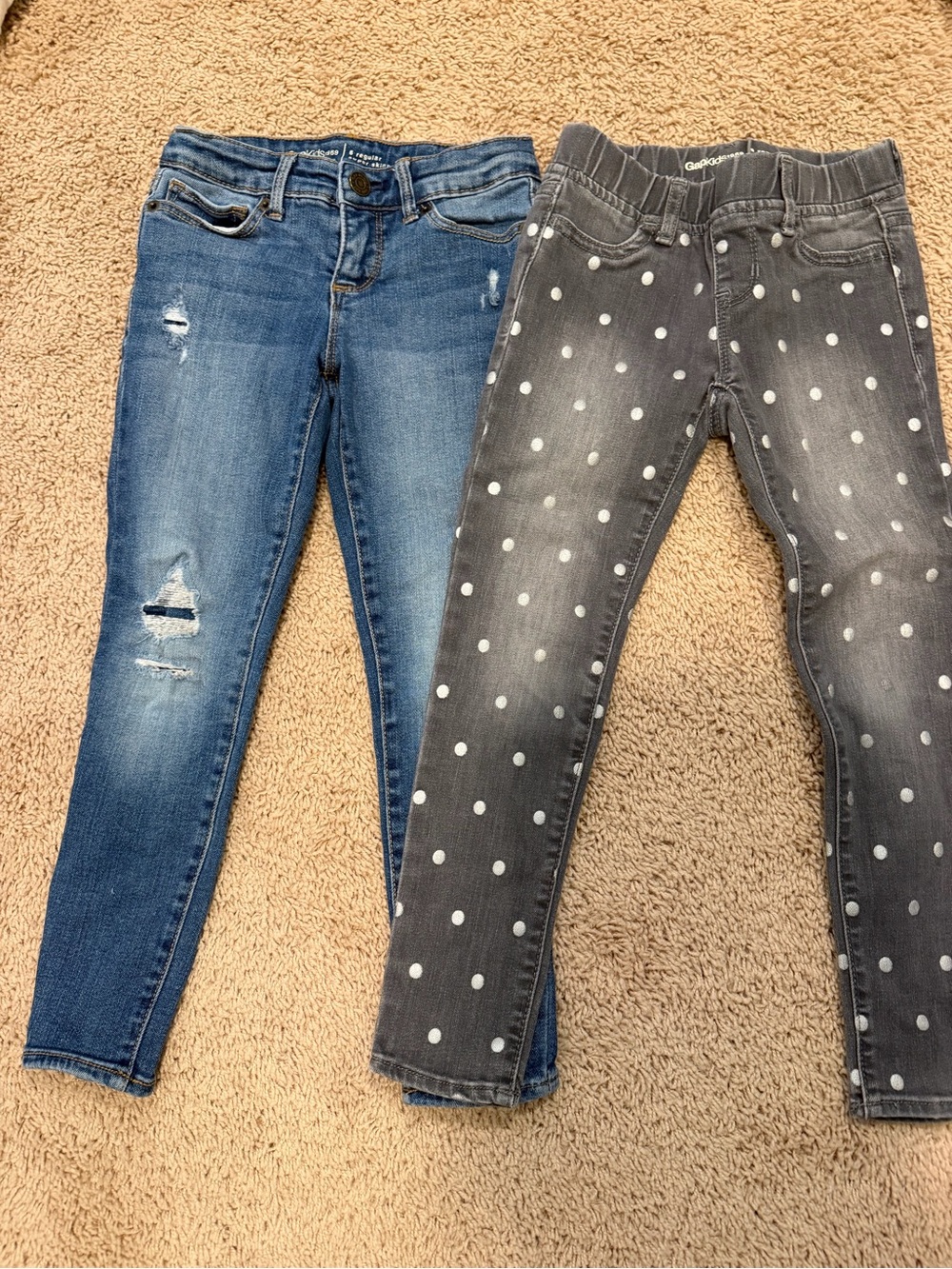 GAP Girls Blue Distressed Jeans & Gray Polka Dot Jeggings - 2-Pack